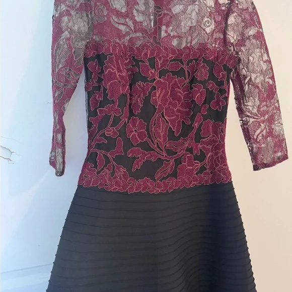 maroon and black lace dress Burgundy Long Sleeve Lace Mini Dress